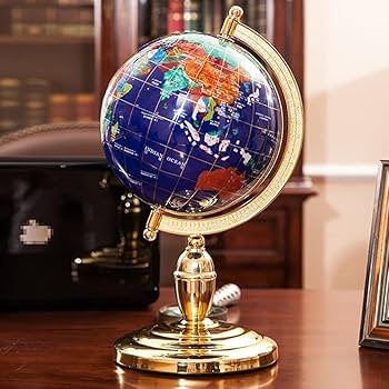Amazon | 地球儀 360°回転地球儀と金アルミ合金スタンド地球儀